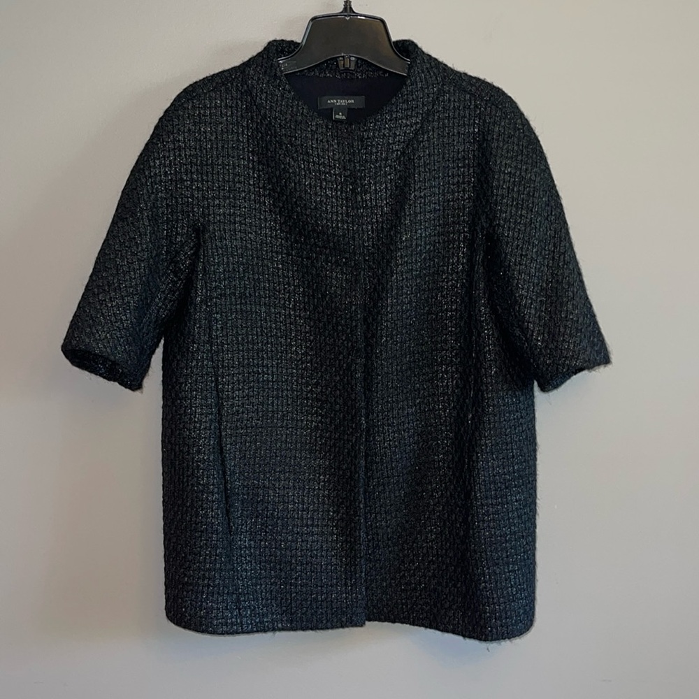 🔥🔥ANN TAYLOR | Oversized Chanel-Like Black Tweed Layering Jacket - sz 4/6